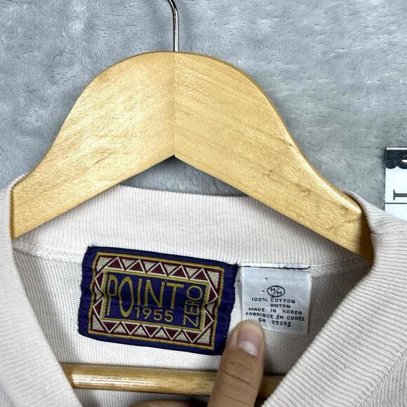 Vintage Point Zero 1955 Sweatshirt Made in Korea Size M Cream ‘Good Look’ Y2K - Picture 3 of 8